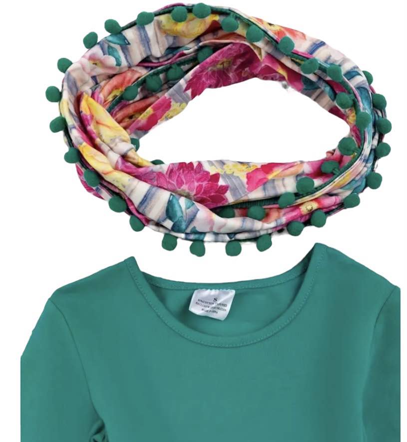 Teal Floral Scarf Set