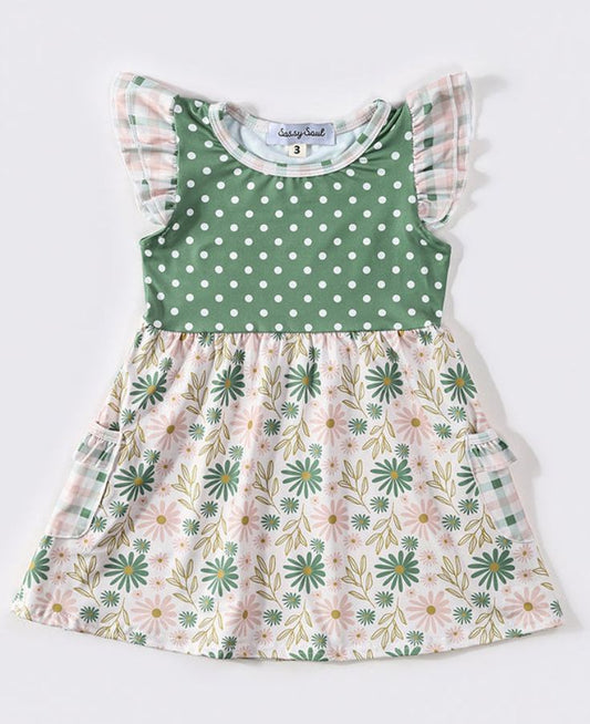 Green Floral Dot Dress