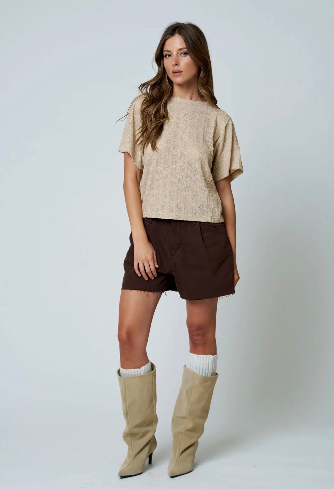 Dolman Exposed Seam Knit Top