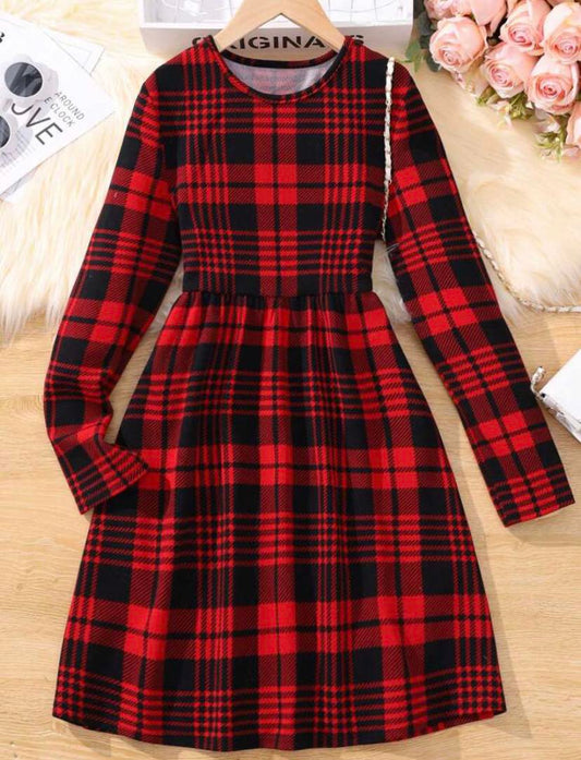 Red Plaid A Line Dress