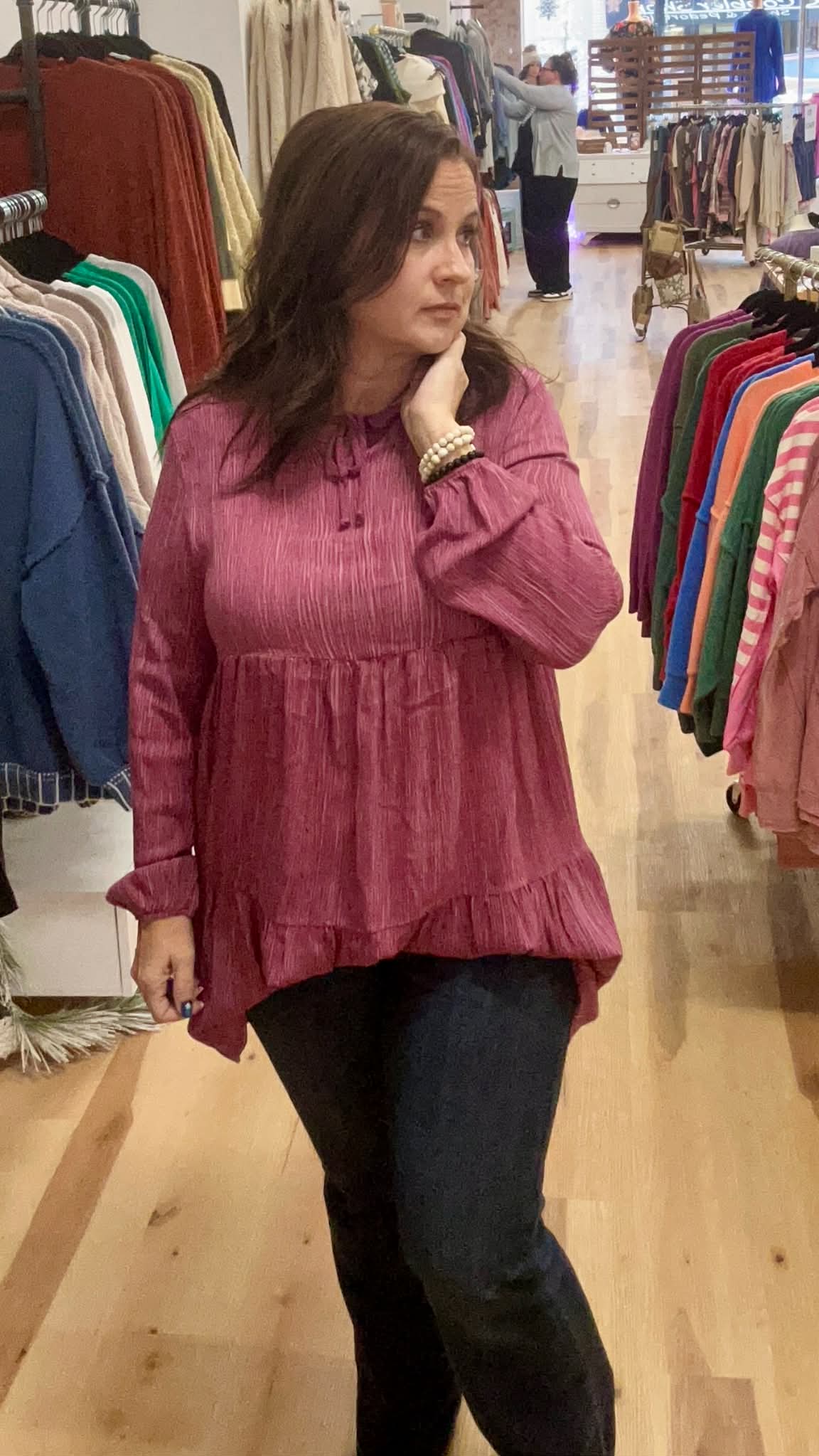 Pleats Tiered Pocket Ruffle Shirt Tunic