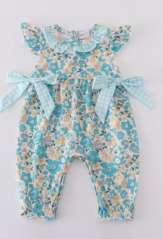 Aqua Blue Meadow Romper