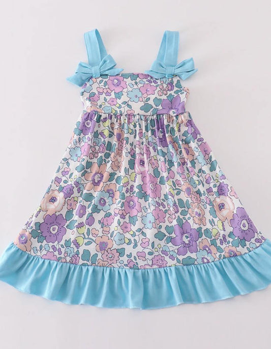 Blue and Floral Strappy Dress