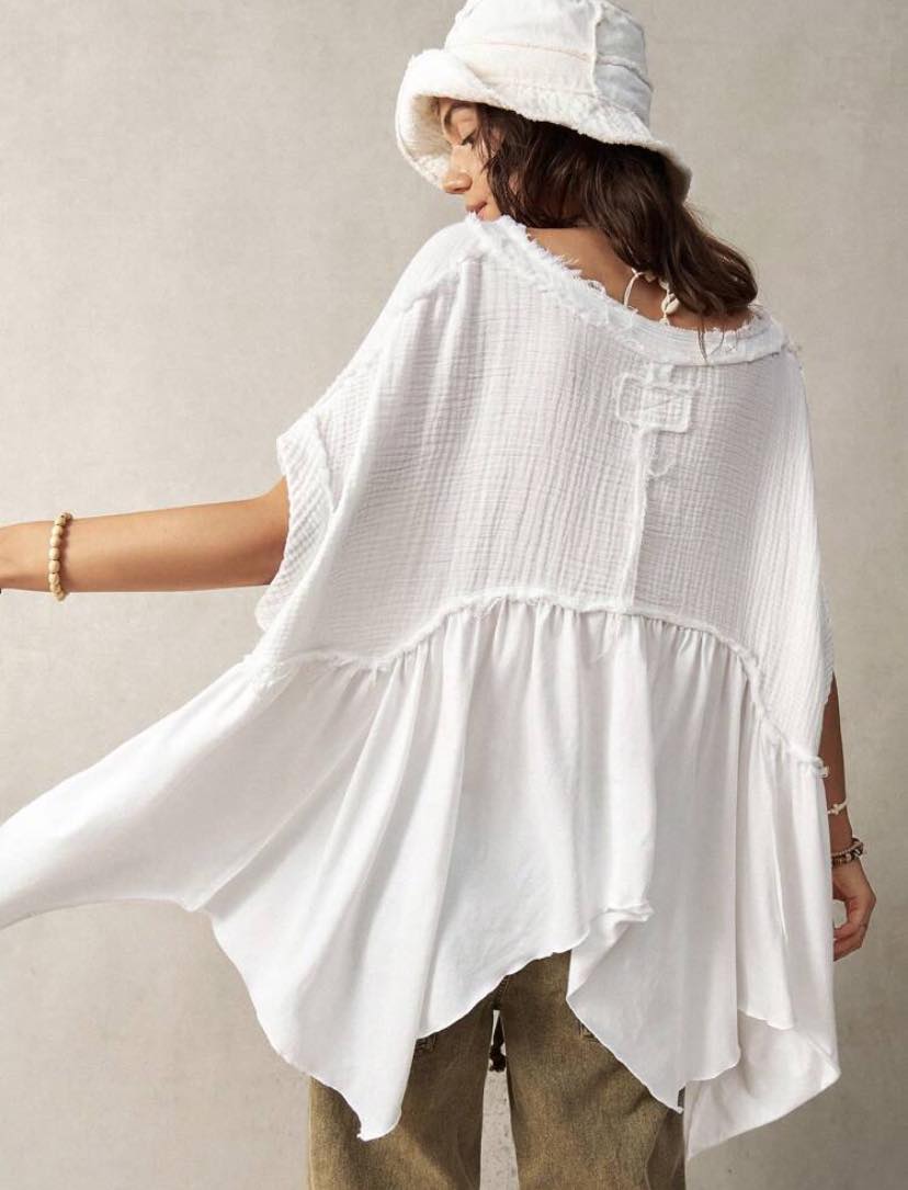 Boho Asymmetrical Hem Blouse