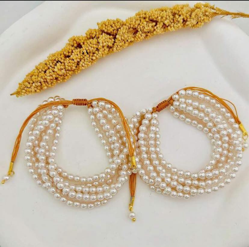Faux Pearl Multi-Strand Pull Bracelet
