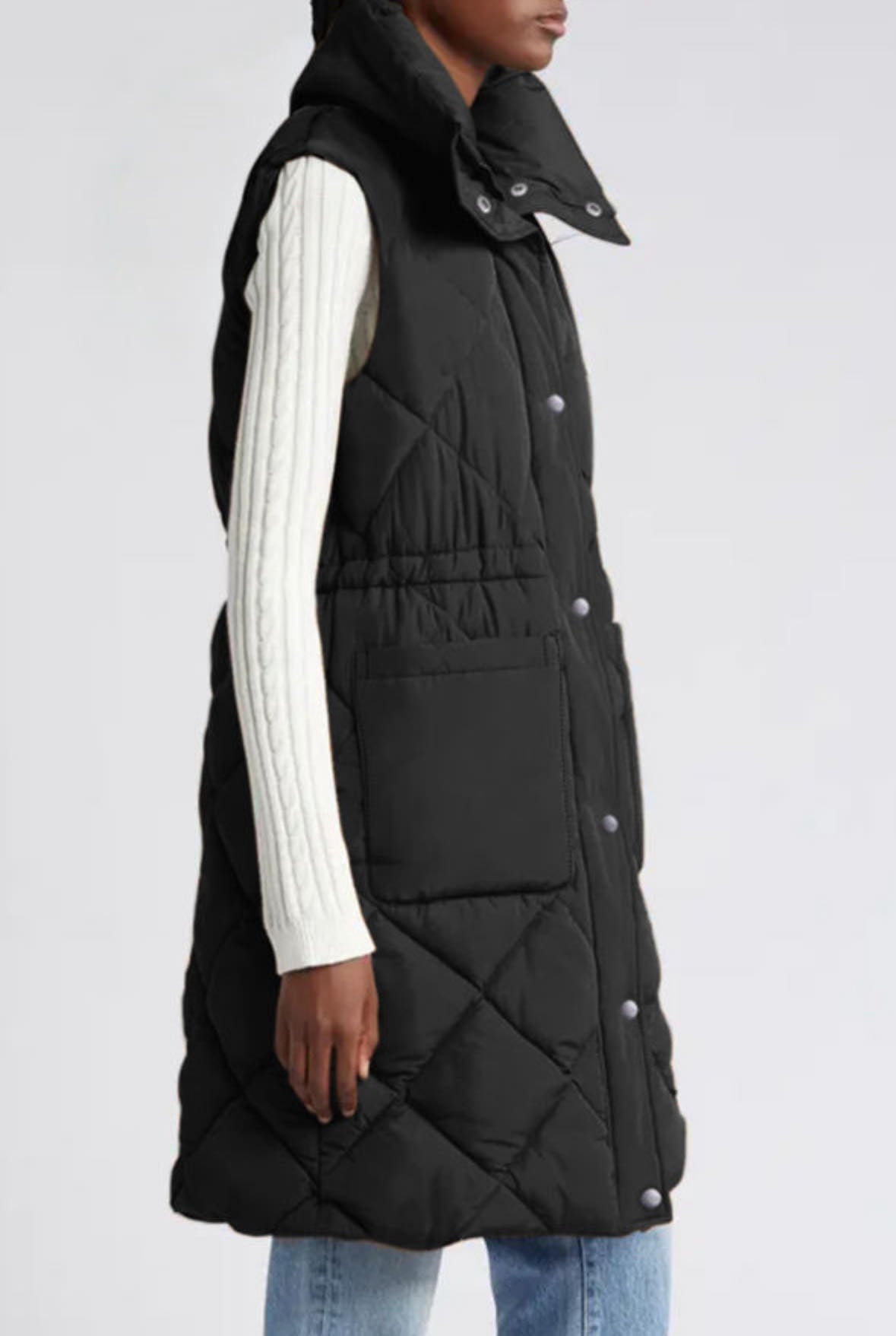 Long Quilted Puffer Vest - 2 Colors