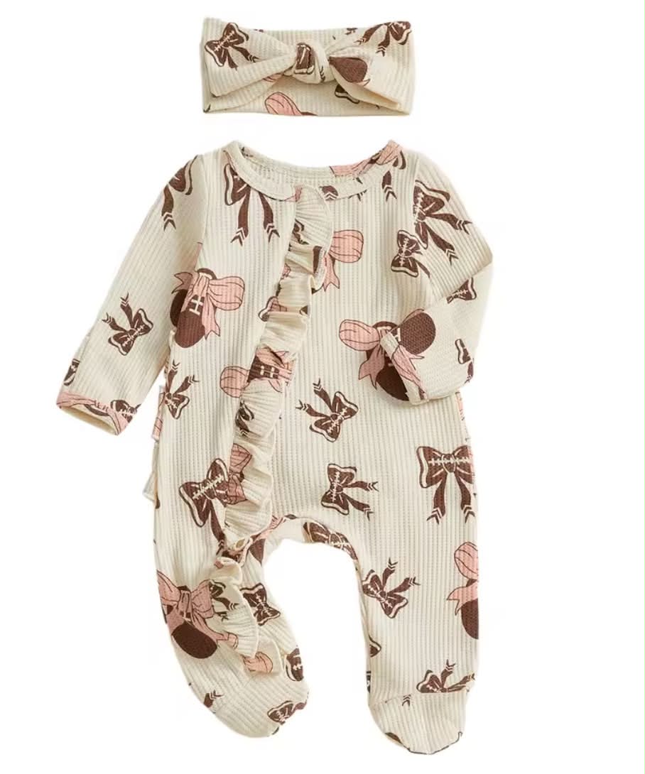 Football Bows Ruffle Butt