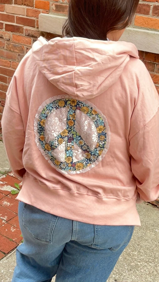 Lightweight Floral Peace Hoodie