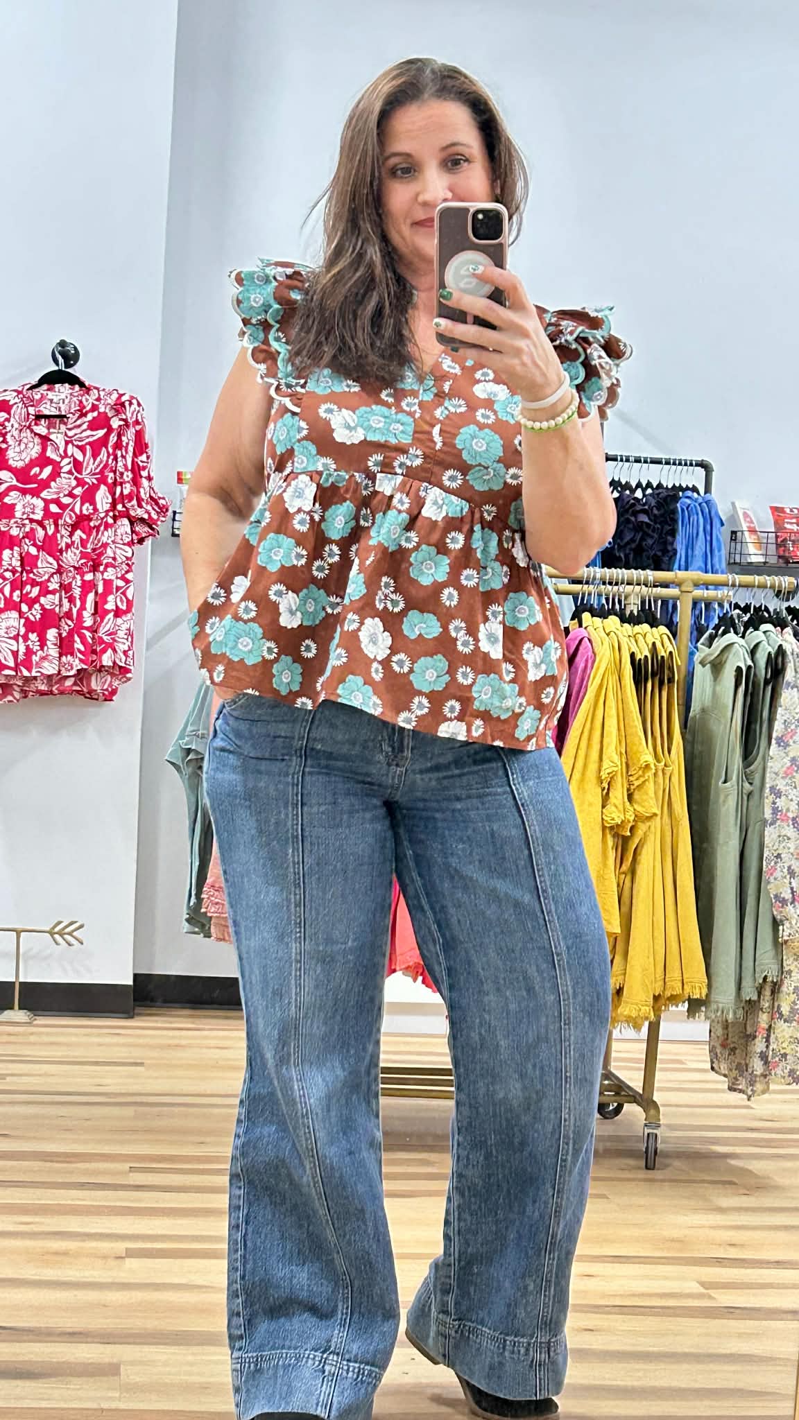 UMGEE Floral Print Peplum Top