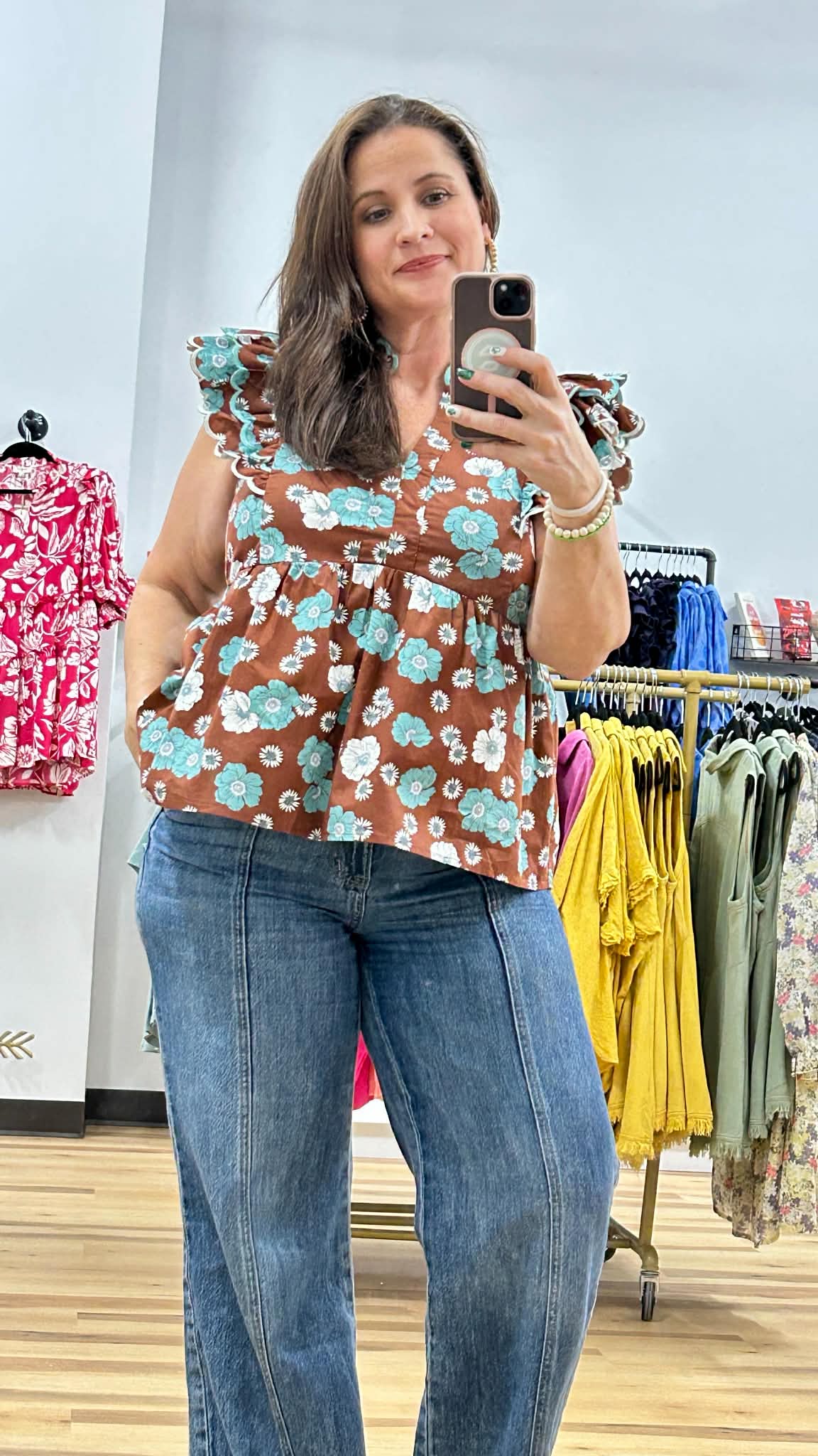 UMGEE Floral Print Peplum Top