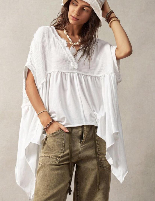 Boho Asymmetrical Hem Blouse