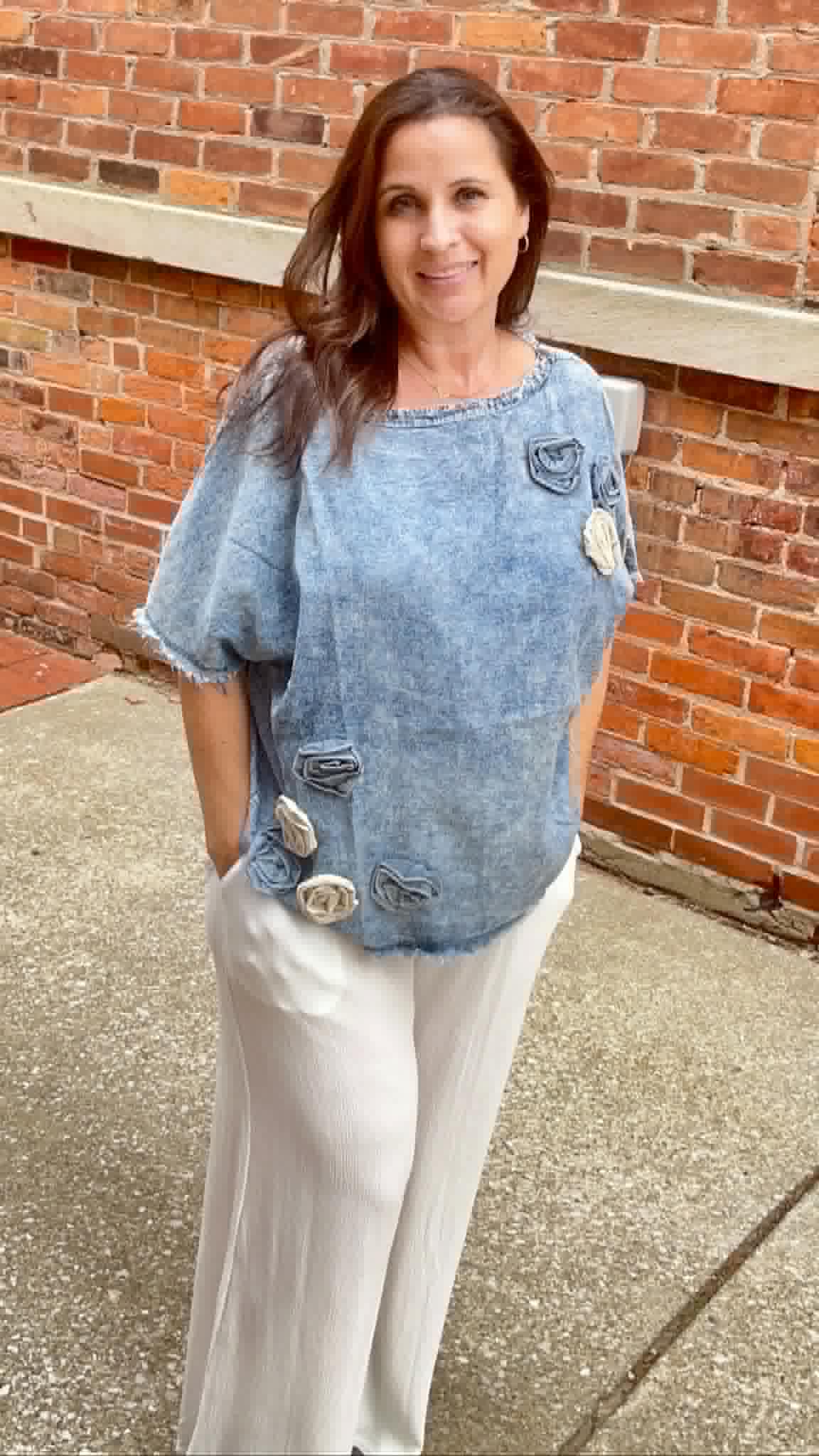 Denim Boho Casual Top
