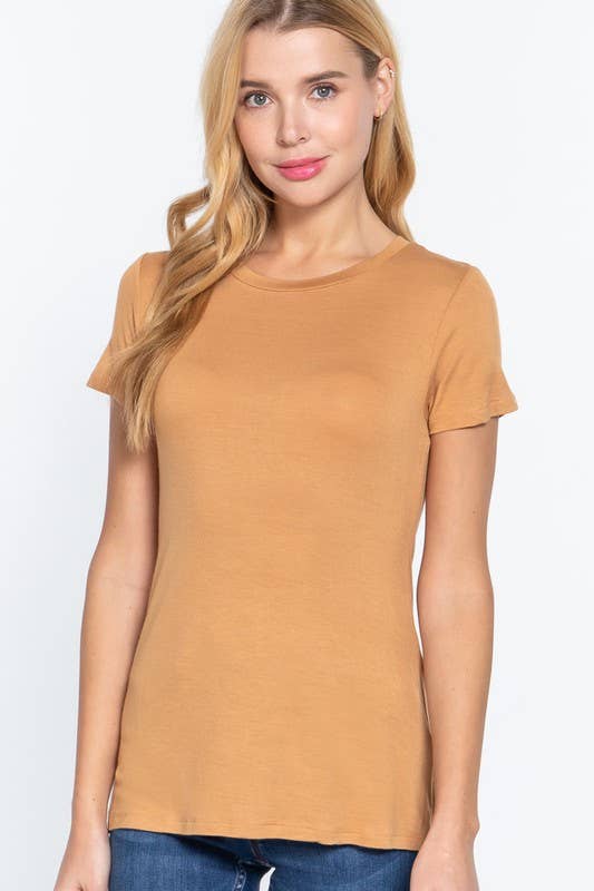 Short Sleeve Crew Neck Rayon Spandex Jersey Top
