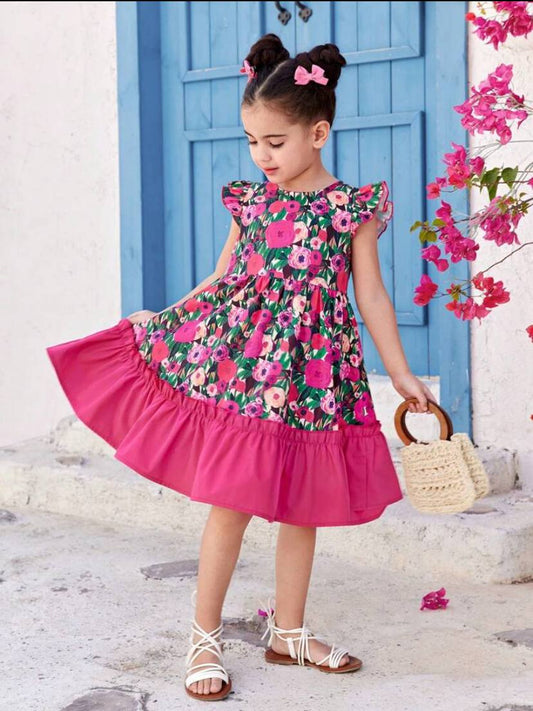 Floral Patchwork Color Block Dress