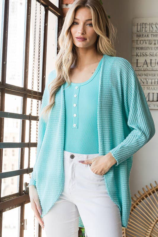 WAFFLE OPEN CARDIGAN