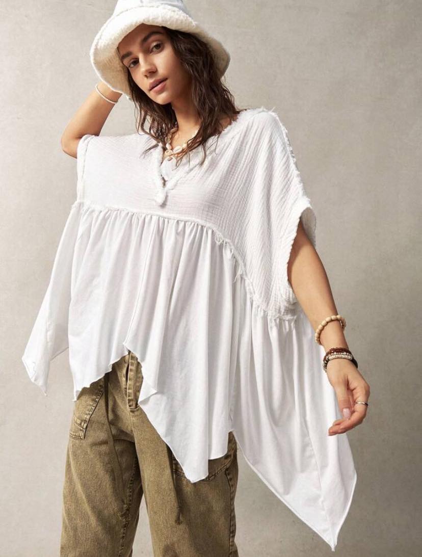 Boho Asymmetrical Hem Blouse
