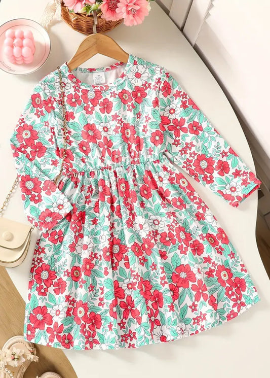 Mint Coral Floral Dress