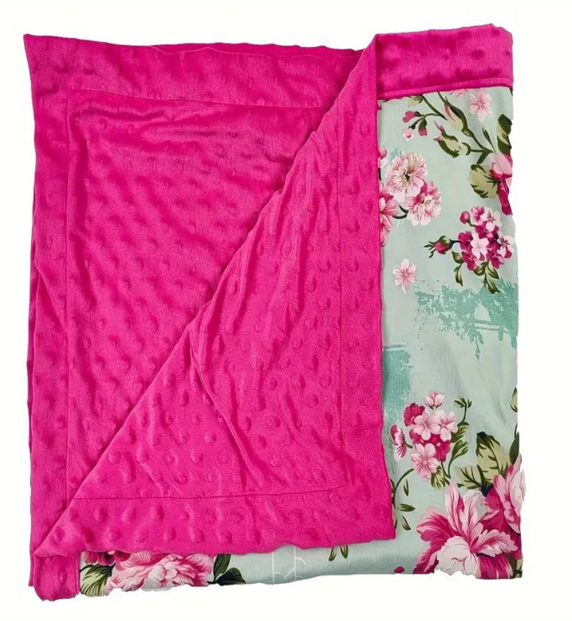 Pink and Turquoise Baby Blanket