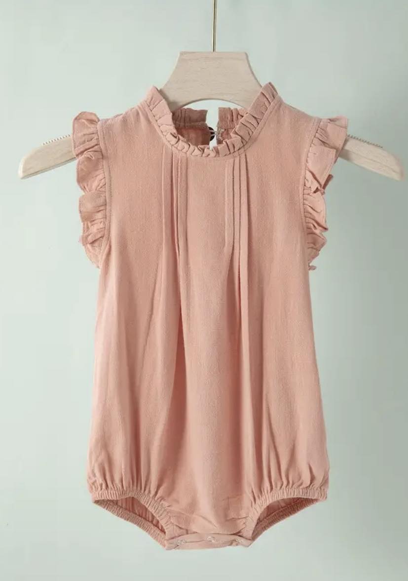 Flutter Sleeve Cotton Romper - 2 Colors