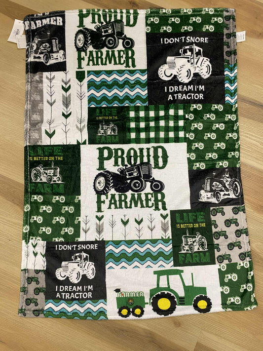 Proud Farmer Tractor Baby Blanket