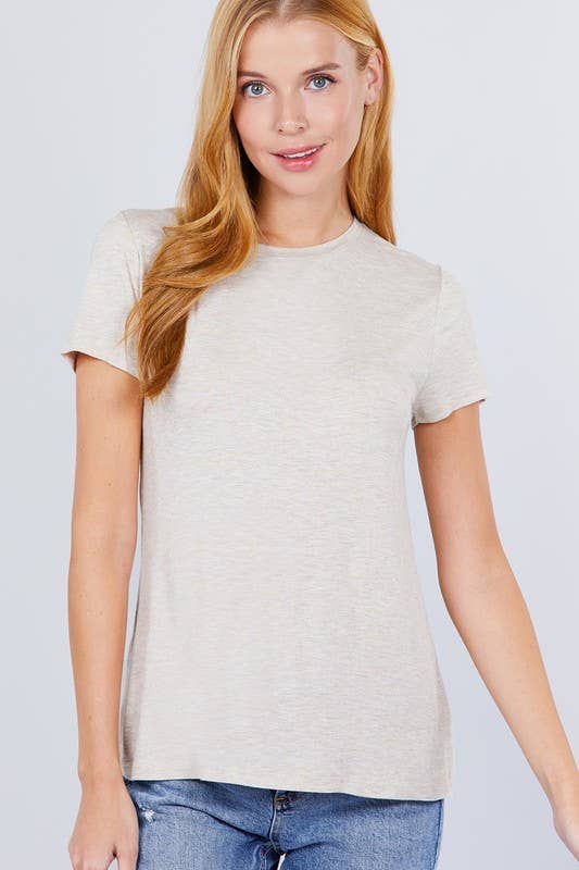 Short Sleeve Crew Neck Rayon Spandex Jersey Top