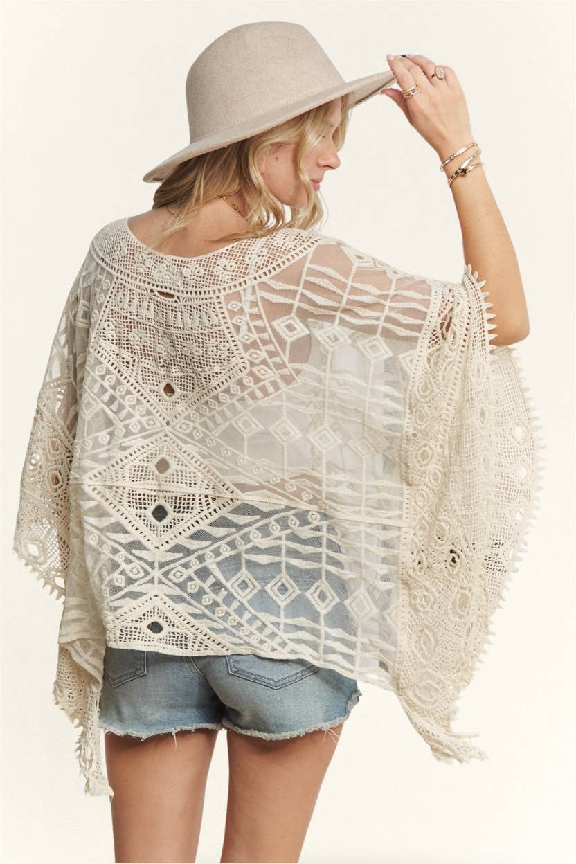 Shoulder Boat Neck Crochet Lace Blouse