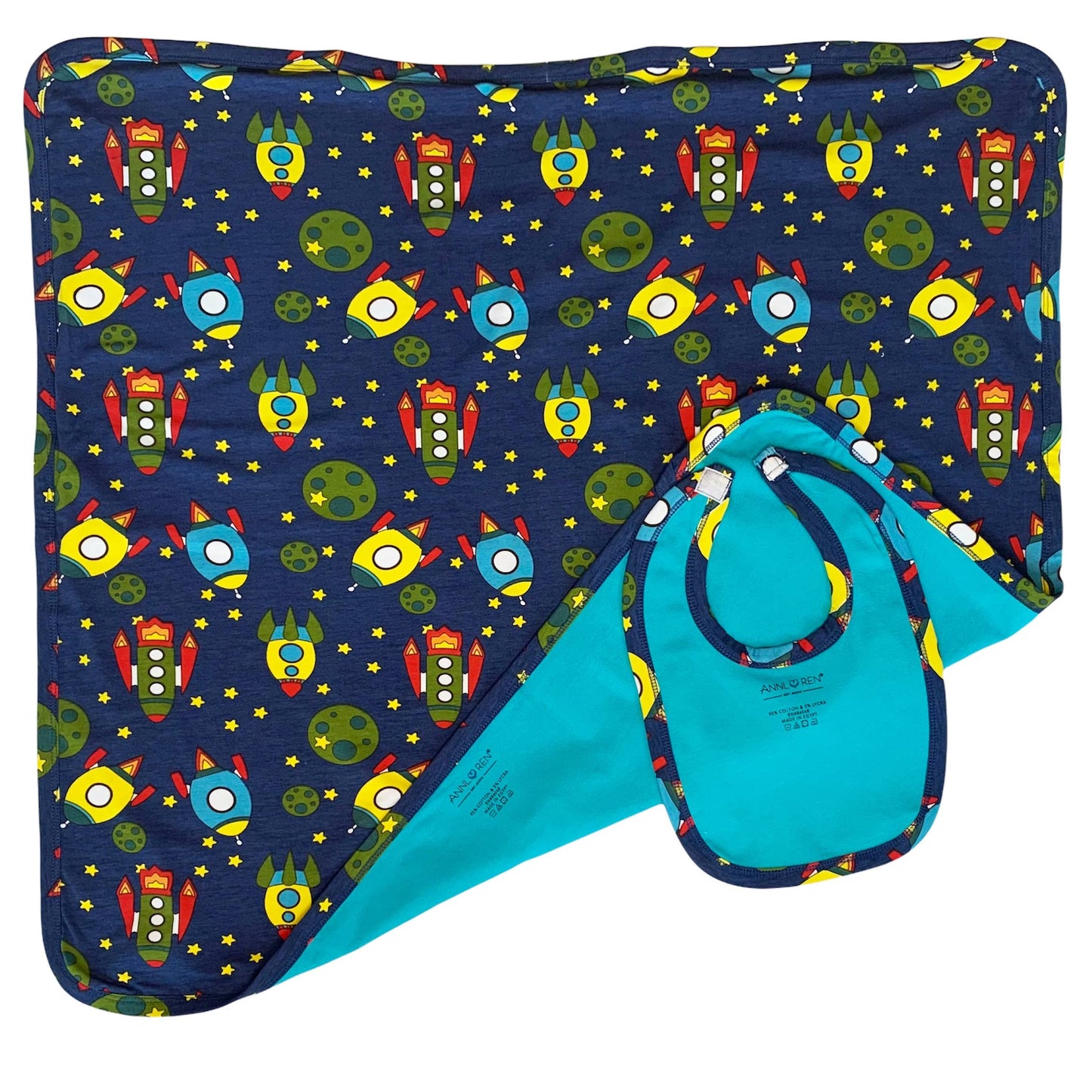 Baby Boy Space Ship Astronaut Blanket Bib Gift Set Exclusive