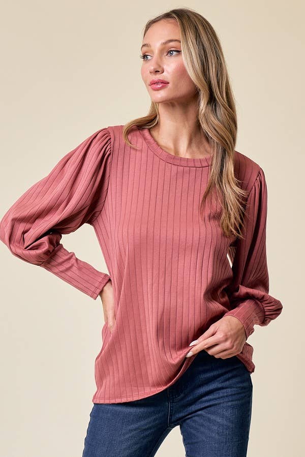 LMT4093-Angela Solid Long Sleeve Top