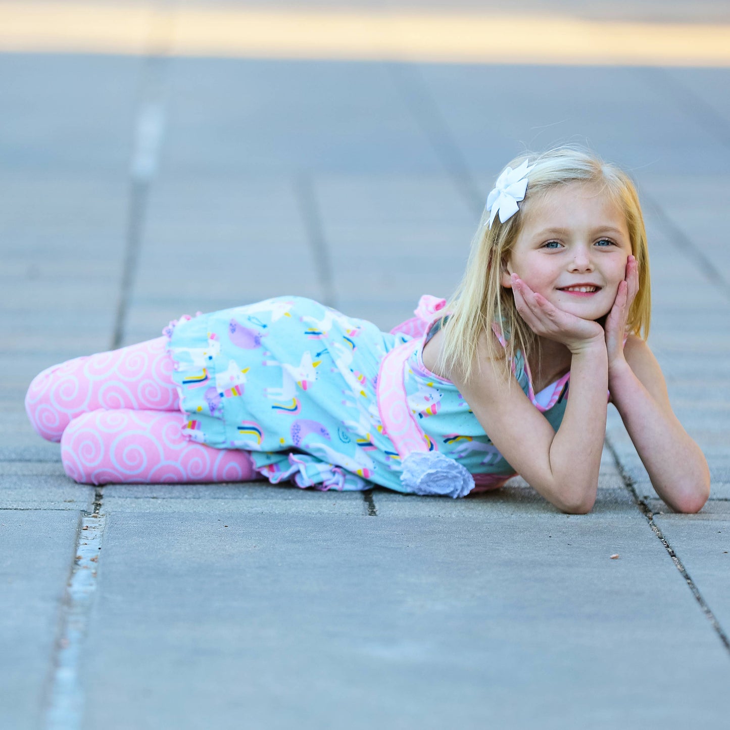AnnLoren Girls Unicorn Dress & Pink Leggings