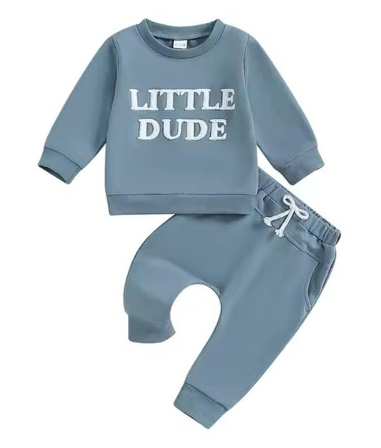 Little Dude Embroidered Sweatsuit