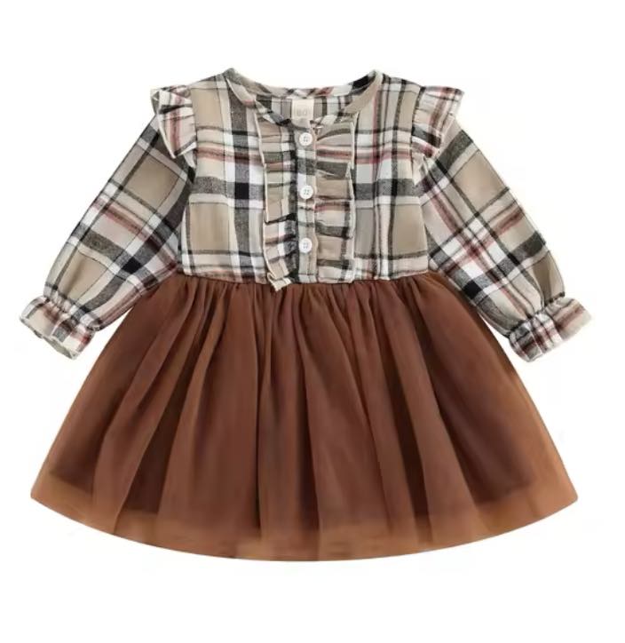 Plaid Ruffle Mesh Tutu Dress