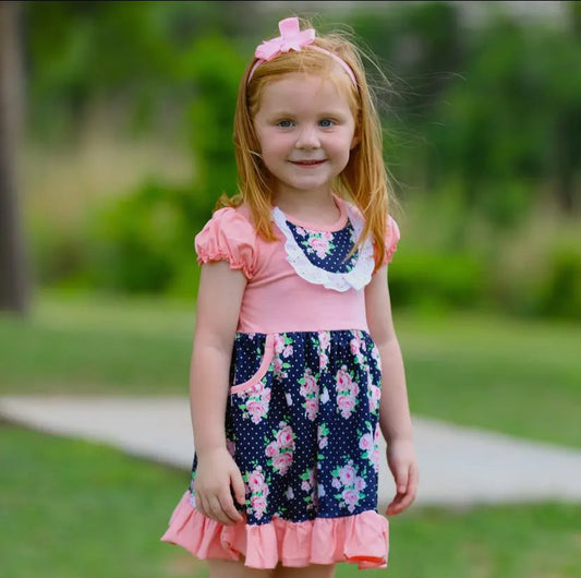 Pink & Navy Floral Dress