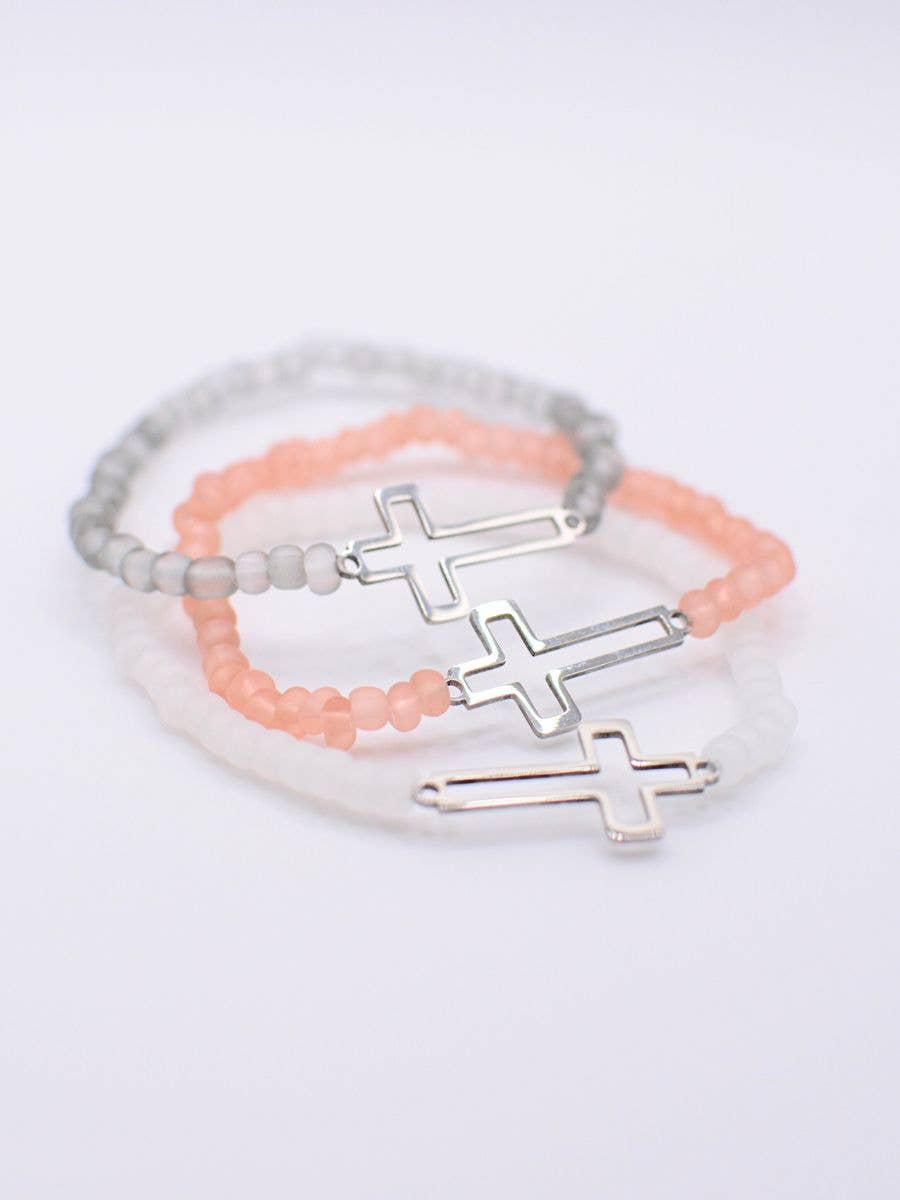 Silver Cross bracelet - Christian Gift, Catholic jewelry