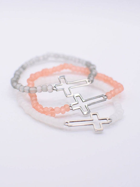 Silver Cross bracelet - Christian Gift, Catholic jewelry