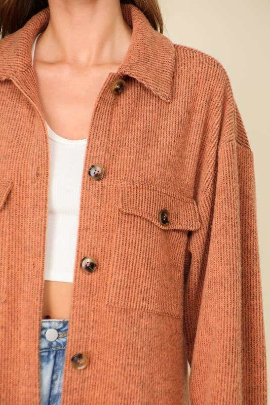 Brushed Button Down Shaket
