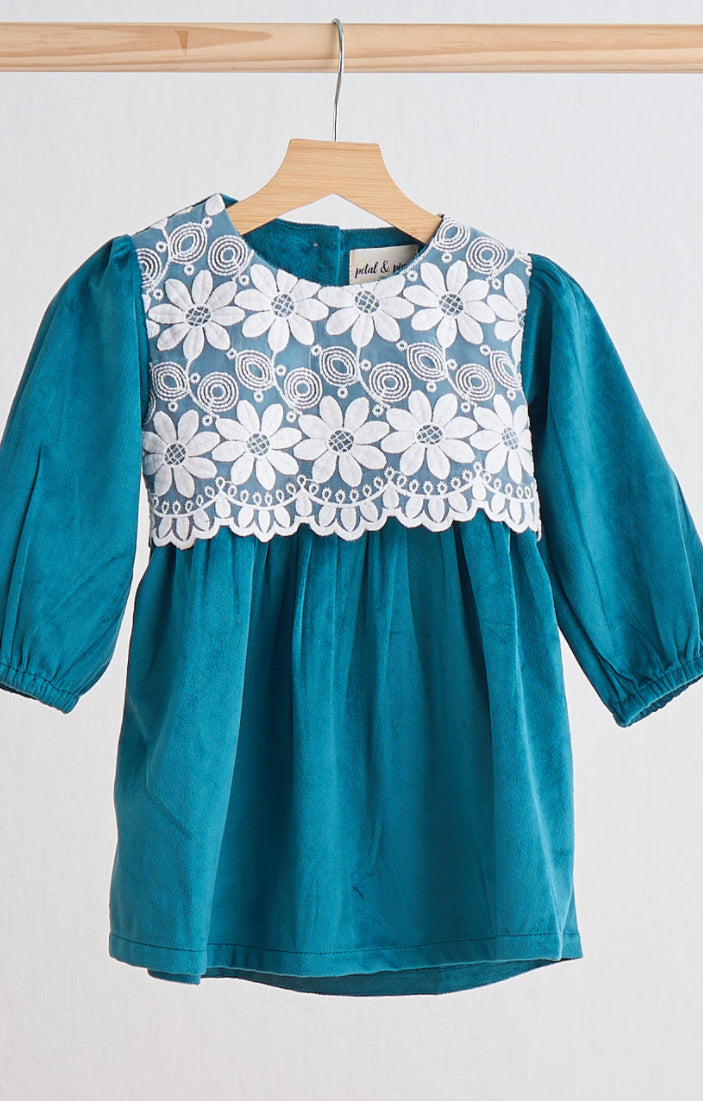 Teal Velvet Lace Dress/Romper