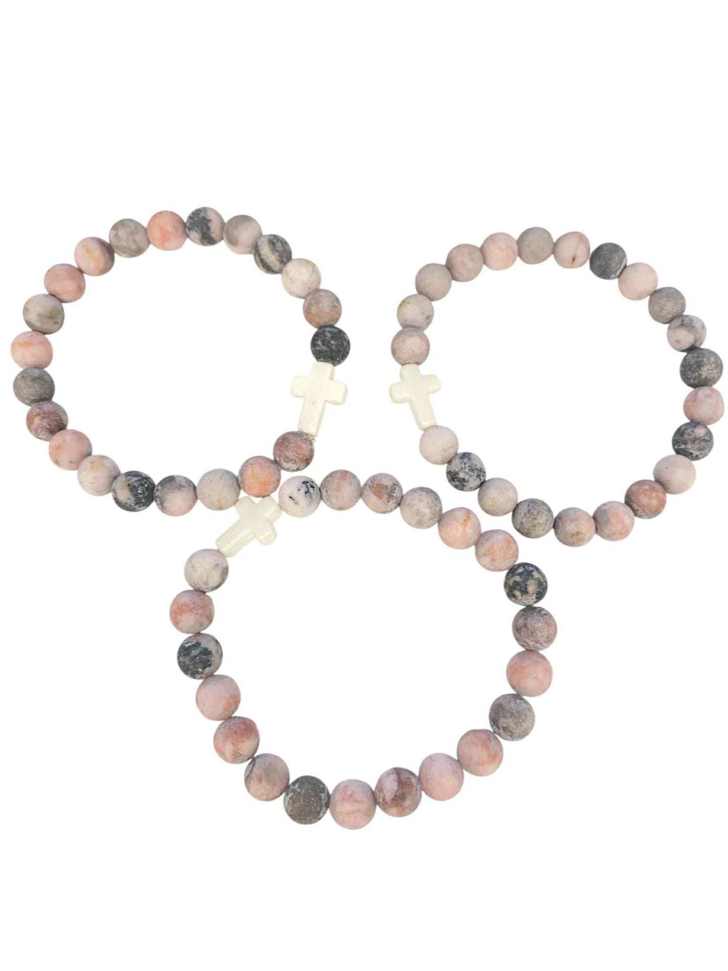 Pink Stone Cross Bracelet