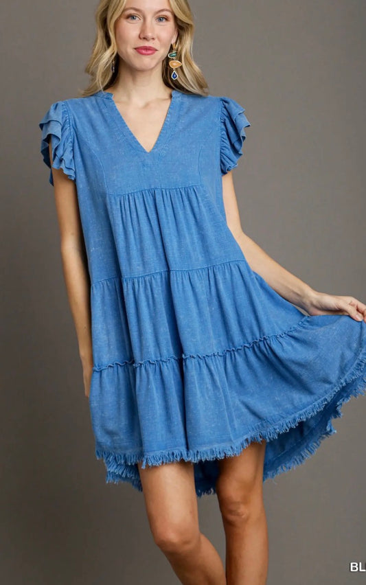 UMGEE - Mineral Washed Tiered A-Line Dress