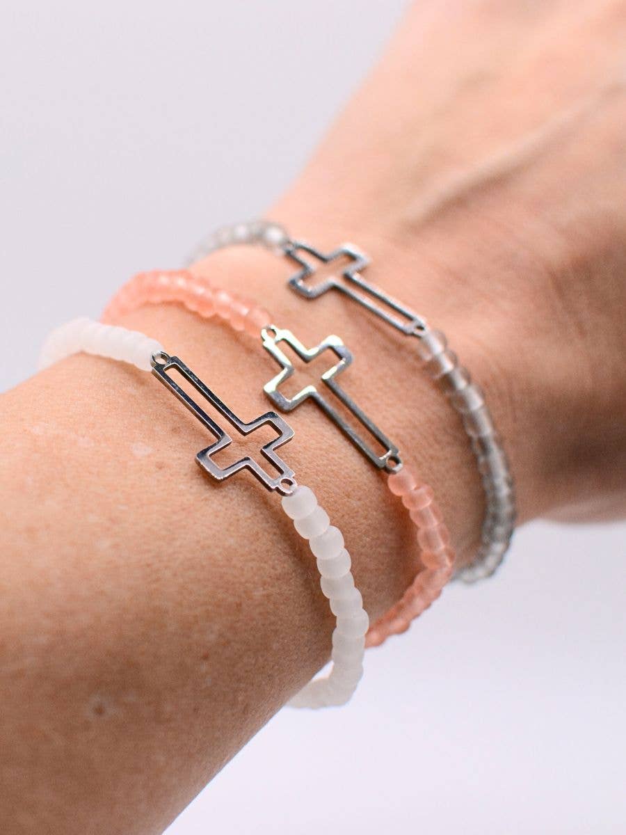 Silver Cross bracelet - Christian Gift, Catholic jewelry