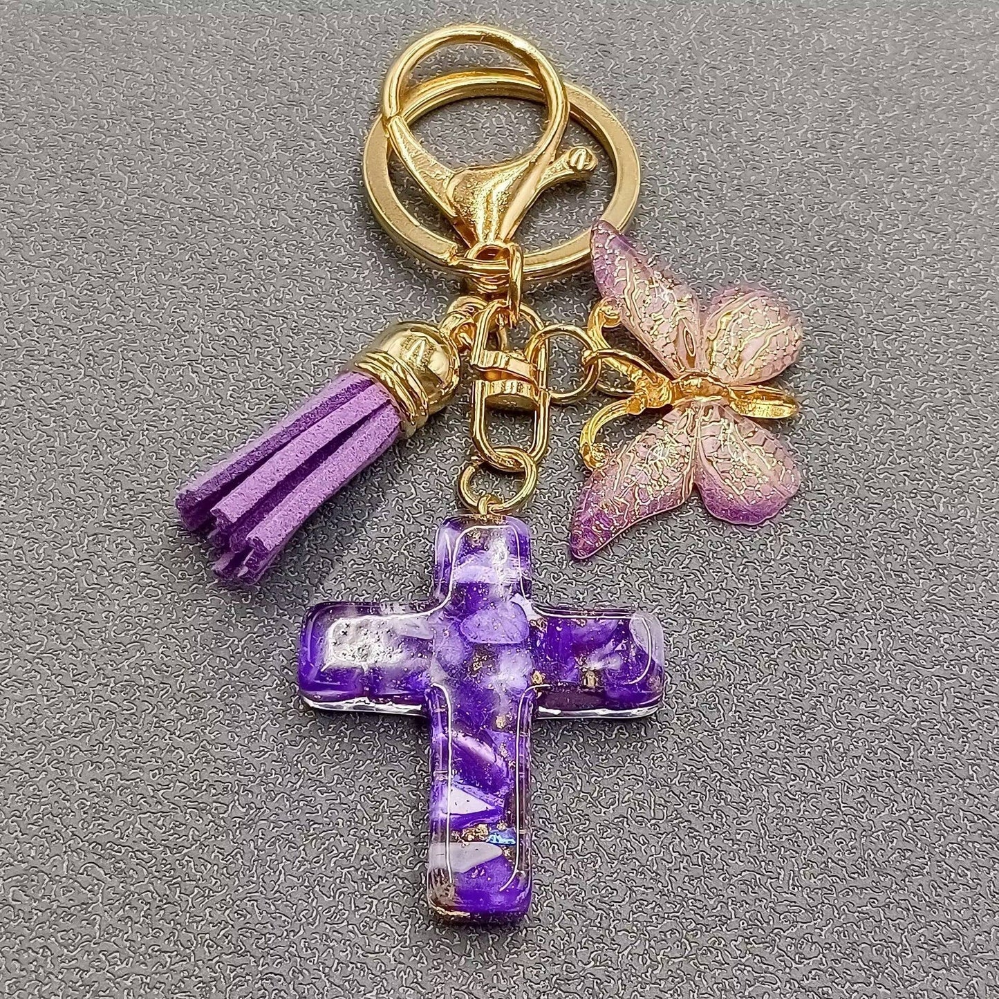 Multi-style Acrylic Butterfly Resin Cross Pendant  Keychains