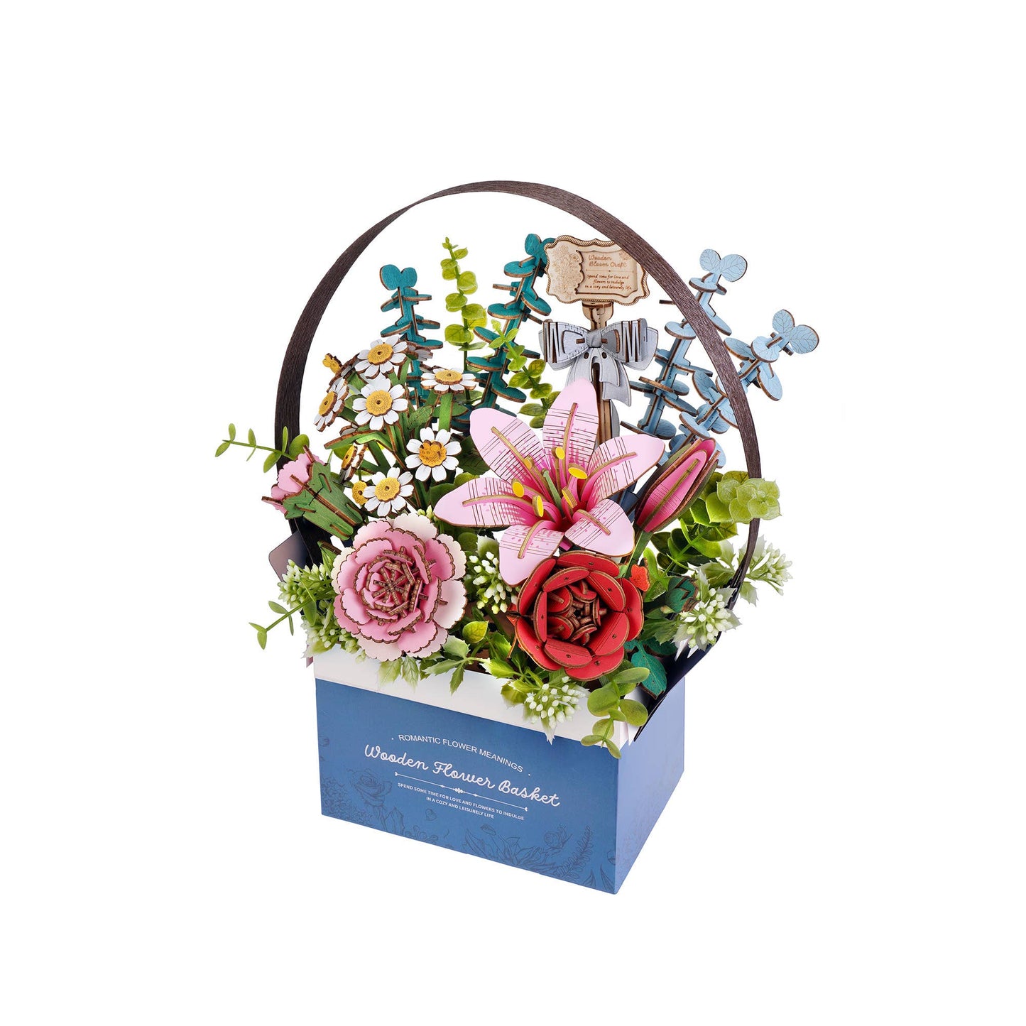 DIY 3D Wooden Flower Puzzle Basket