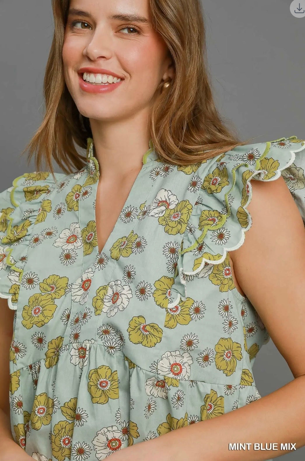 UMGEE Floral Print Peplum Top