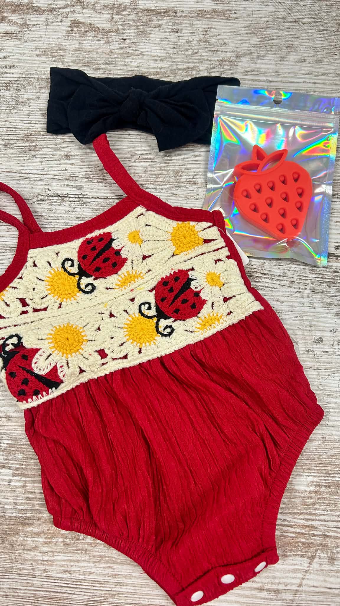 Crocheted Ladybug Romper
