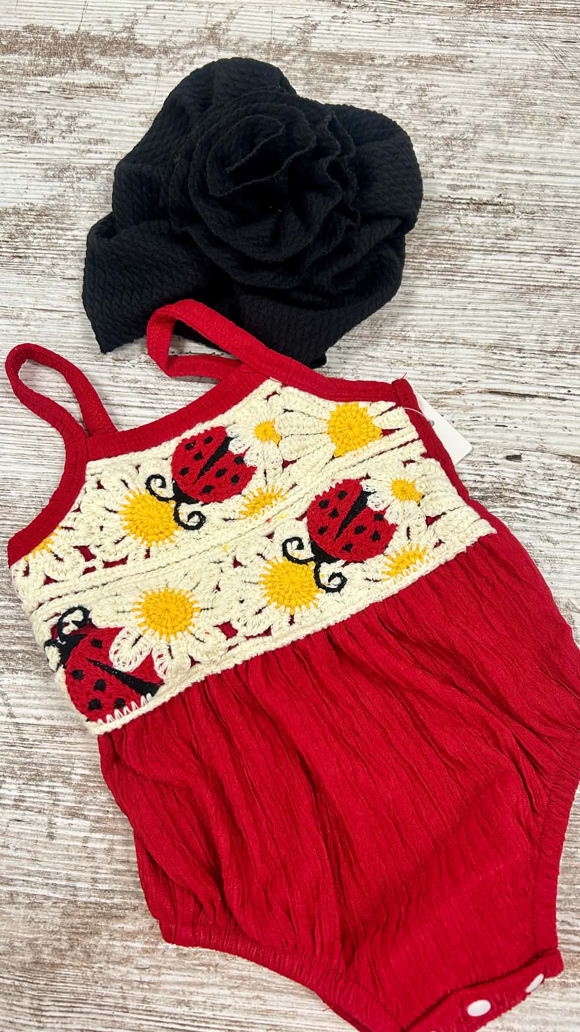 Crocheted Ladybug Romper