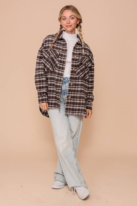 Fall Vibes Plaid Print Shacket