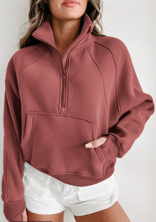 Fleece Lined 3/4 Zip Sweatshirt - 3 Colors