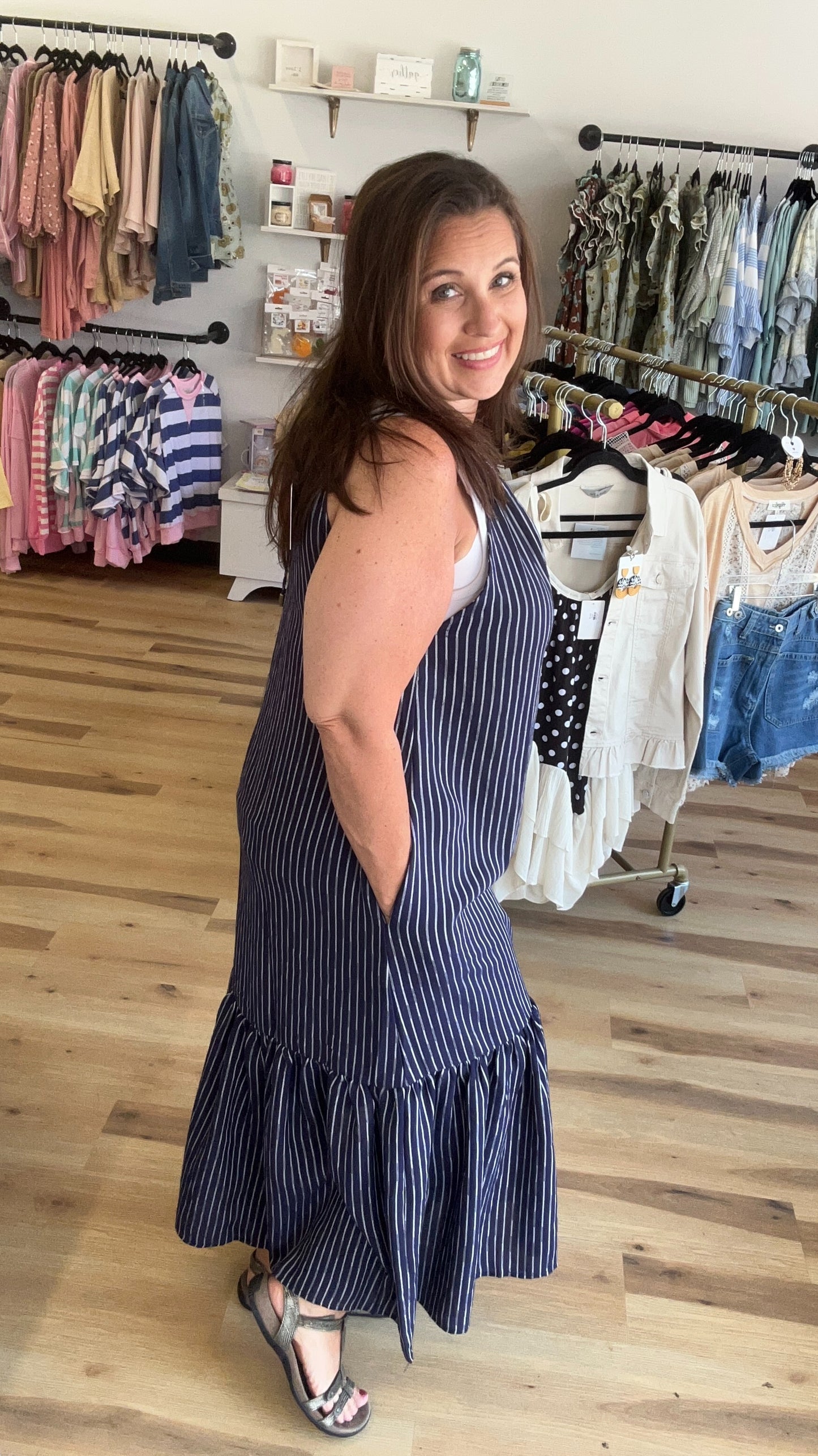 IND1029 Stripe Maxi Dress