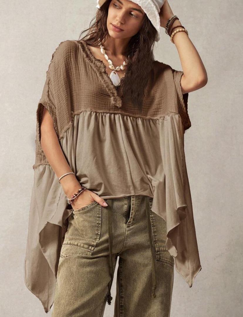 Boho Asymmetrical Hem Blouse