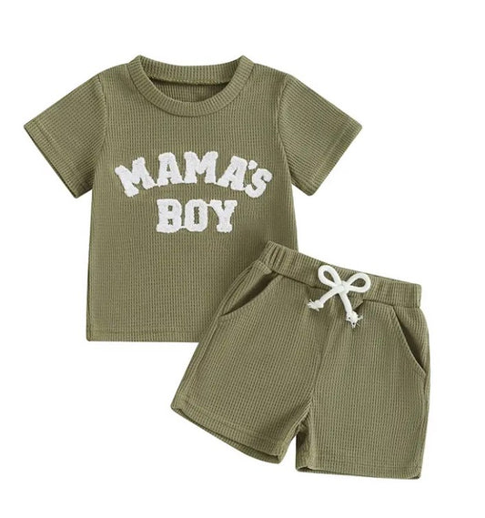 Mama's Boy Waffle Knit Set