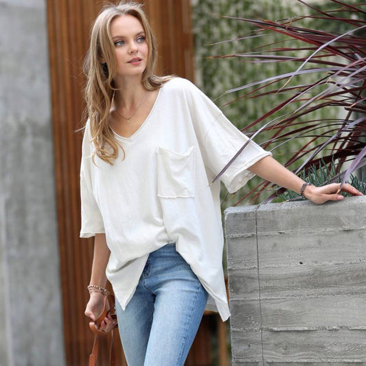 Oversized Cotton Raw Edge Boyfriend Tee